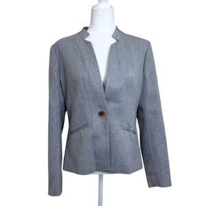 Ted Baker Womens Blazer Textured One-Button Tailored Jacket Gray US Size 10 NEW